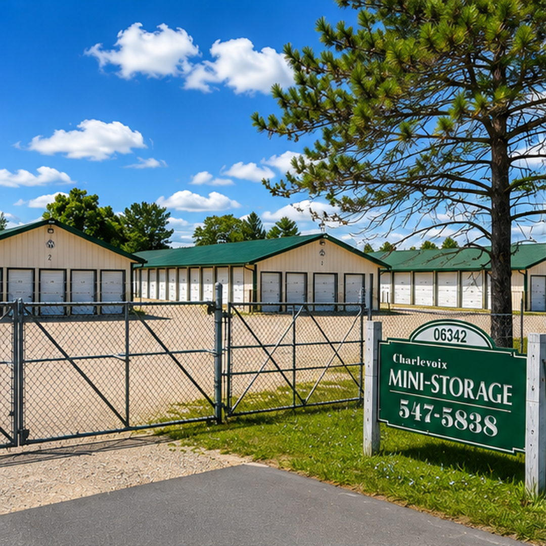 Drive-up storage units at Charlevoix Mini Storage on US-31 South