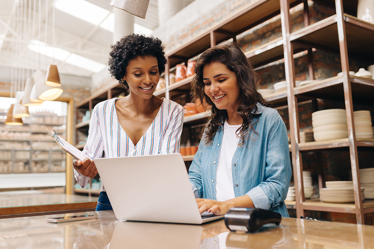 Women working at small business