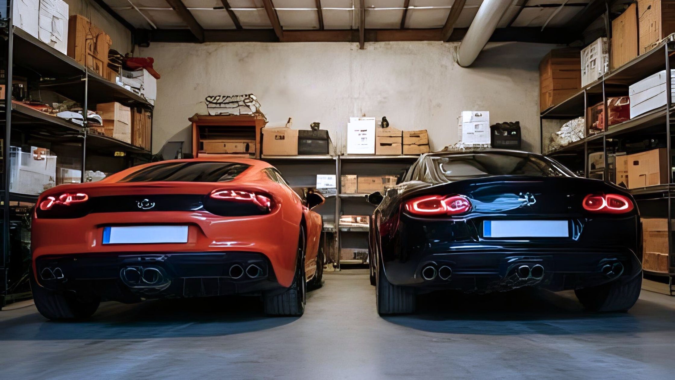 luxury indoor storage unit with luxury cars
