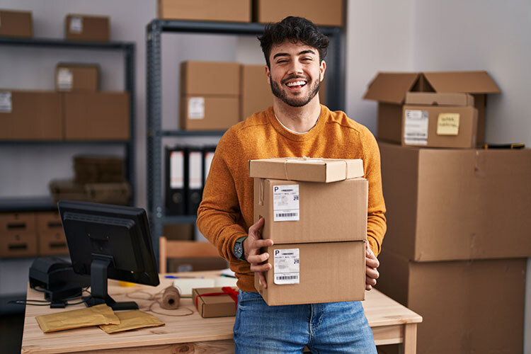 man smiling at small business storage