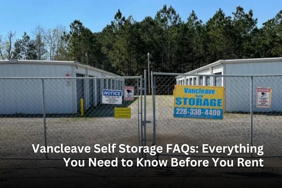 Vancleave Self Storage Facility Entrance Gate with Signage and Blog Title