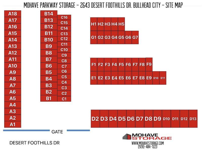 2643 Desert Foothills Dr. - Bullhead City Site Map - Mohave Parkway Storage