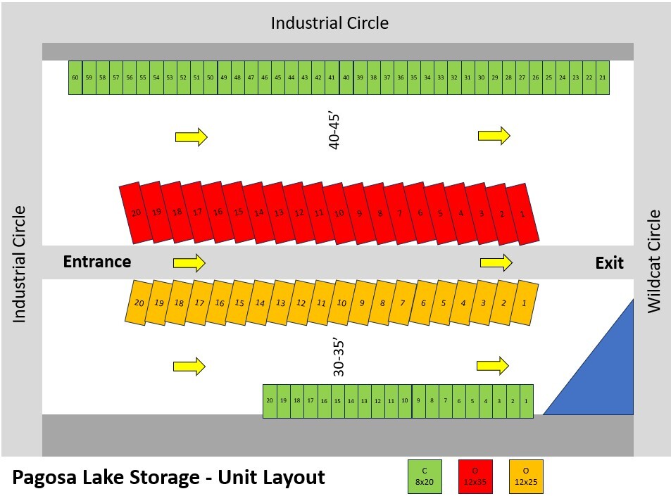 Pagosa Lake Storage Yard Unit Layout
