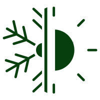 snowflake and sun to represent climate controlled.