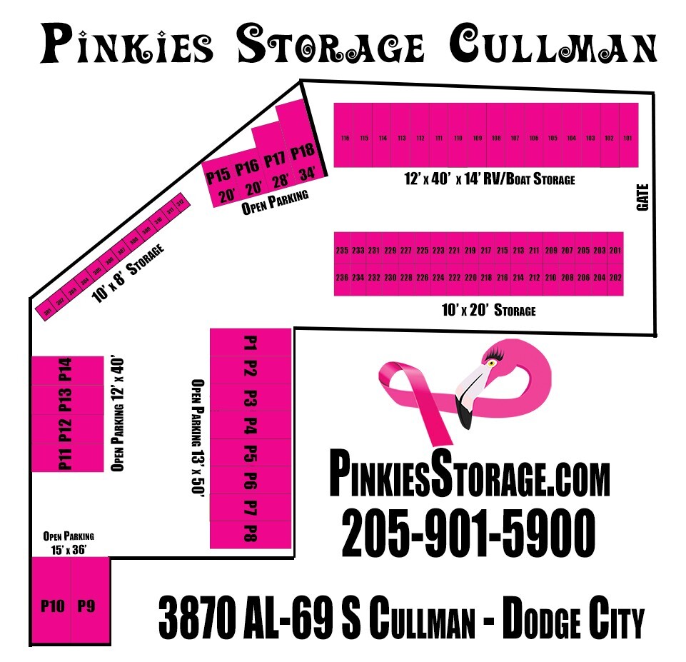 Pinkies Storage Cullman AL Facility Map