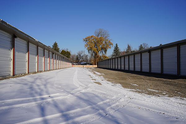 Storage units in snowy wintertime day Storage units in snowy wintertime day