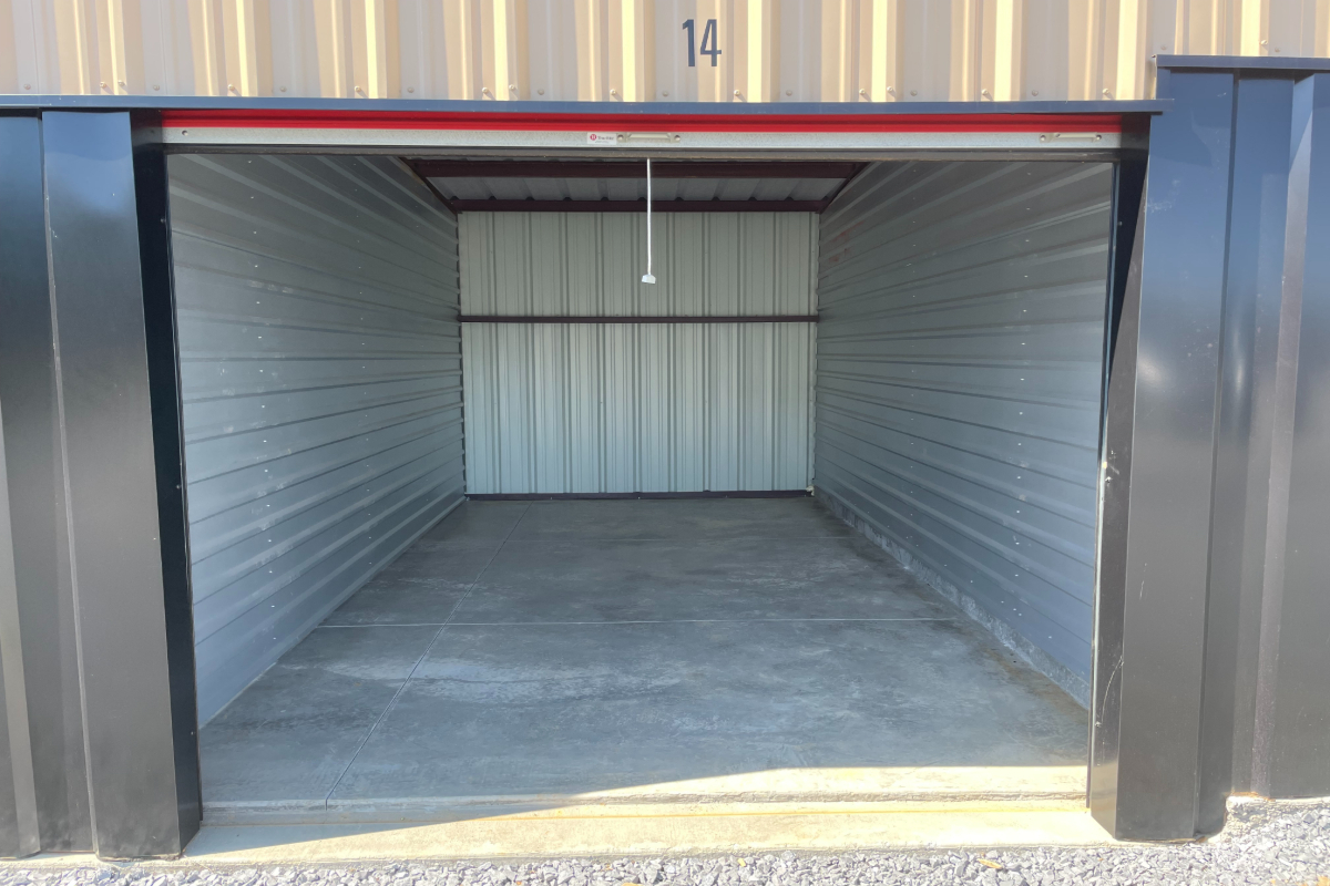 Inside view of a 10x20 storage unit at Mountaineer Storage LLC in Chuckey, Tennessee