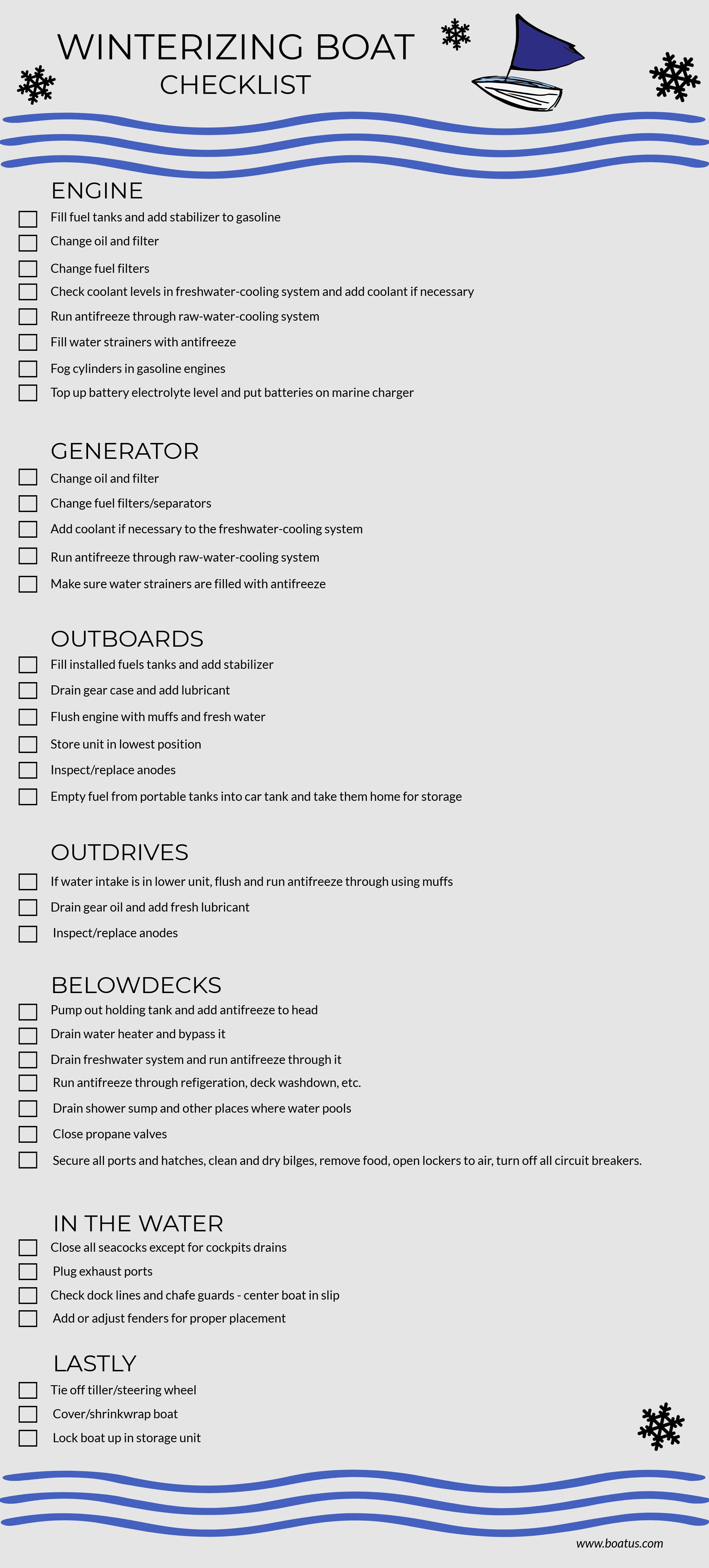Boat winterization checklist