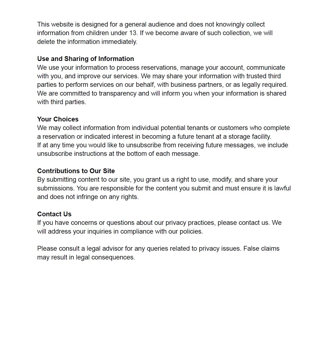 Terms and Conditions Cont