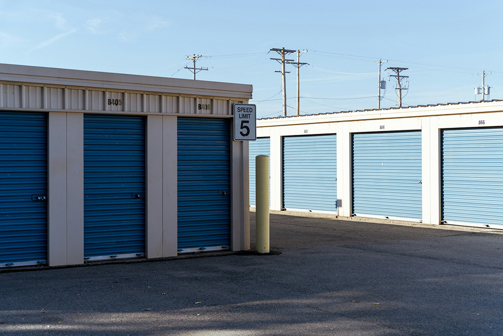 a row of small storage units