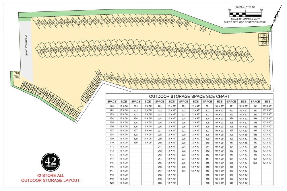 parking spots at 42 Store All in Holly Springs NC