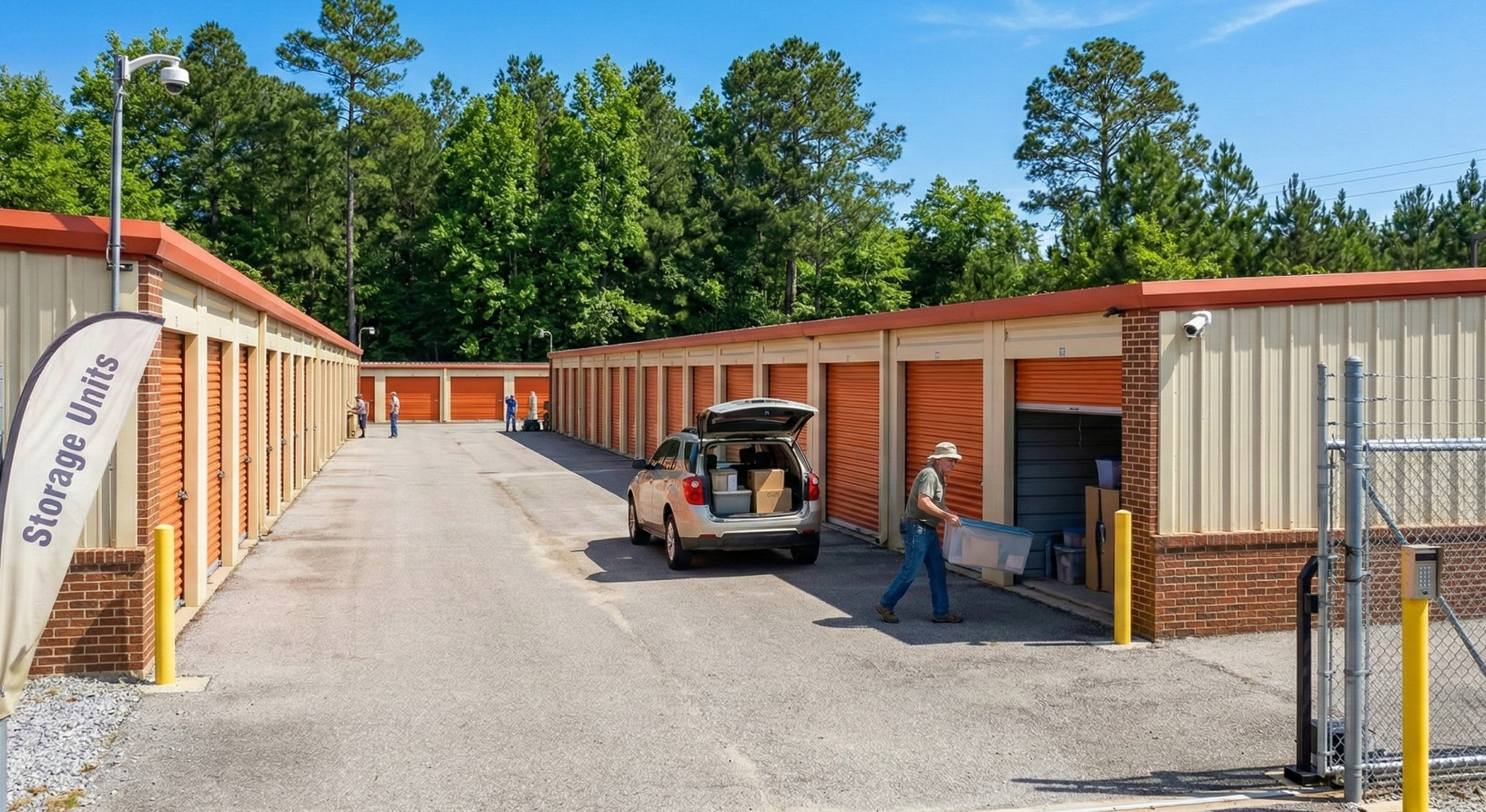 Secure and accessible Vancleave self storage facility with orange roll-up doors and extended daily gate access. Secure and accessible Vancleave self storage facility with orange roll-up doors and extended daily gate access.