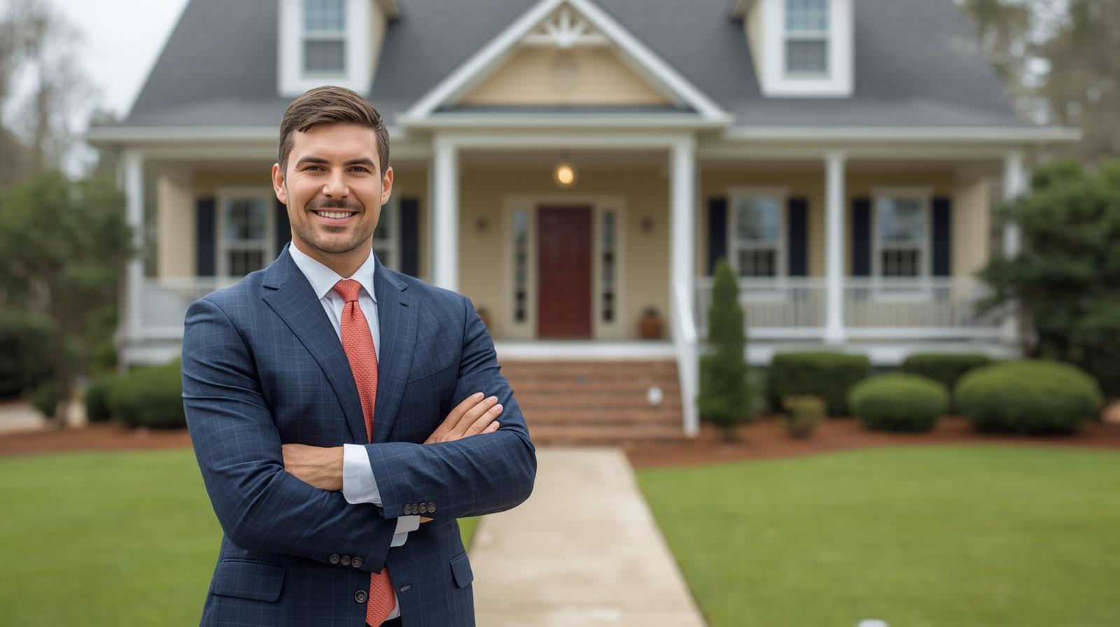 Real estate agent standing in front of a home in Kenansville, North Carolina