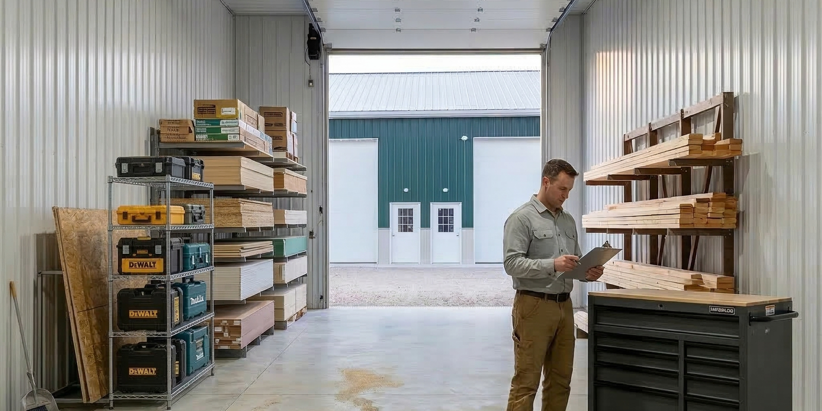 Trade contractor working from a Green Acres Storage bay near Ocean City MD