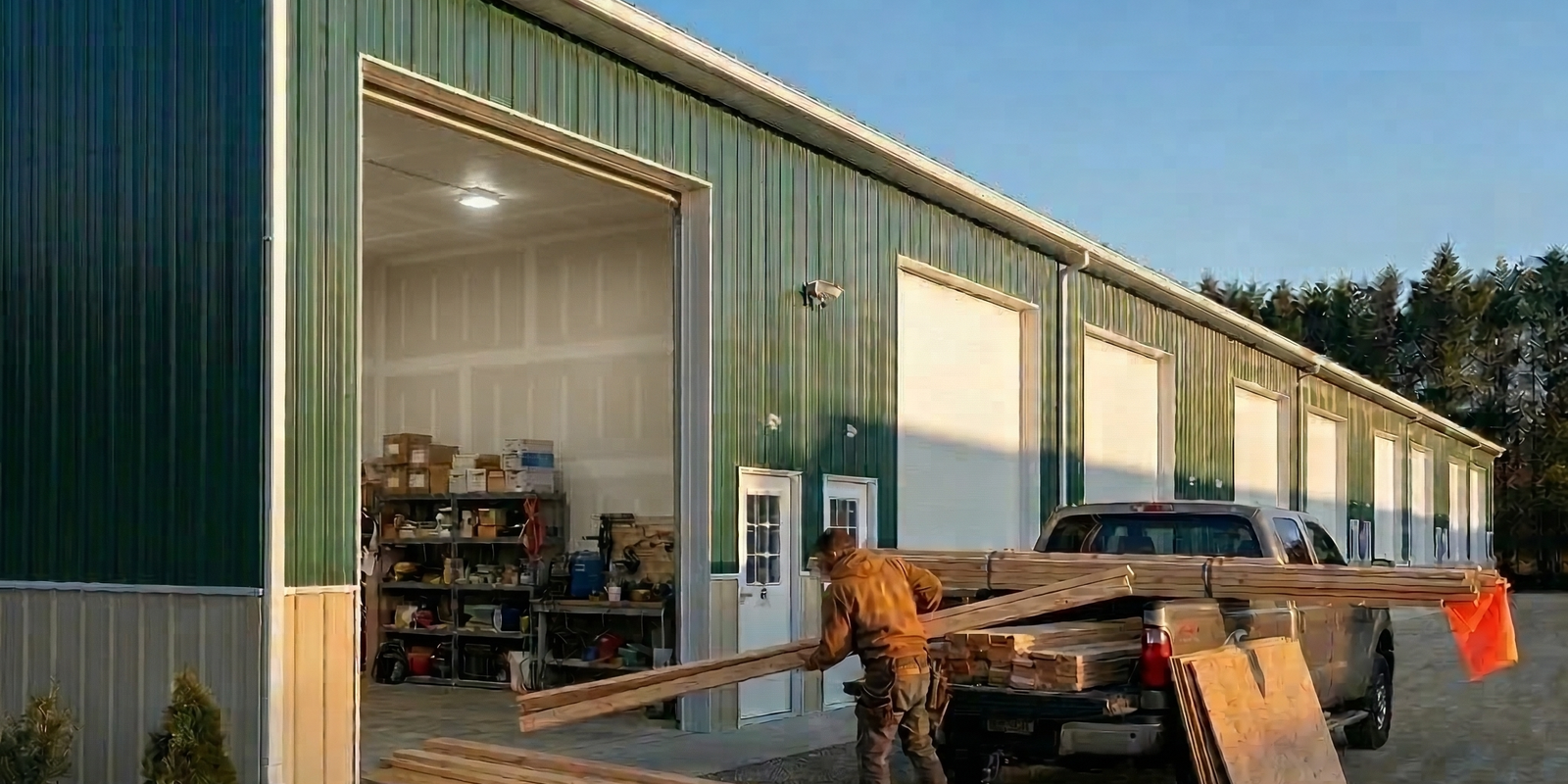 Contractor storage bay at Green Acres Storage — drive-up access, Showell MD