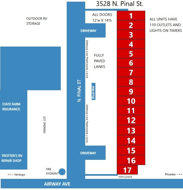 3528 N Pinal St Kingman Site Map Mohave Storage RV BOAT