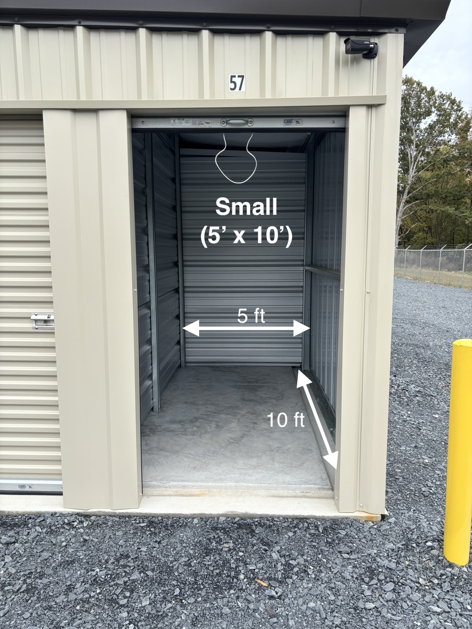 Small Unit (5 feet wide by 10 feet deep)