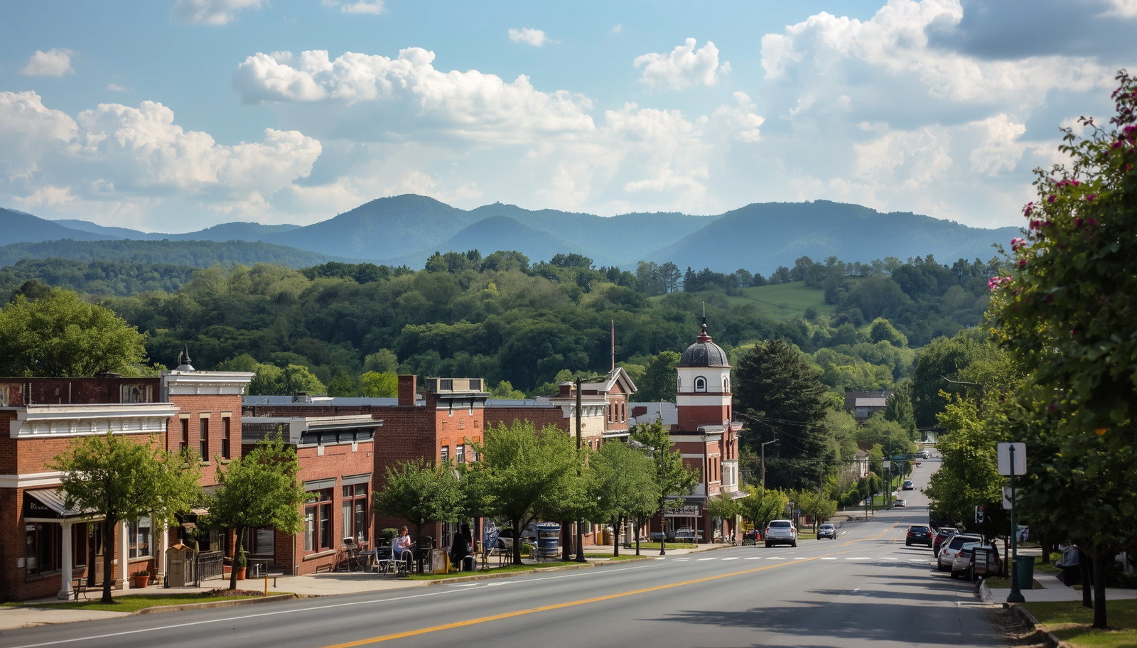 Downtown Morganton, NC with mountain views in western North Carolina. Downtown Morganton, NC with mountain views in western North Carolina.