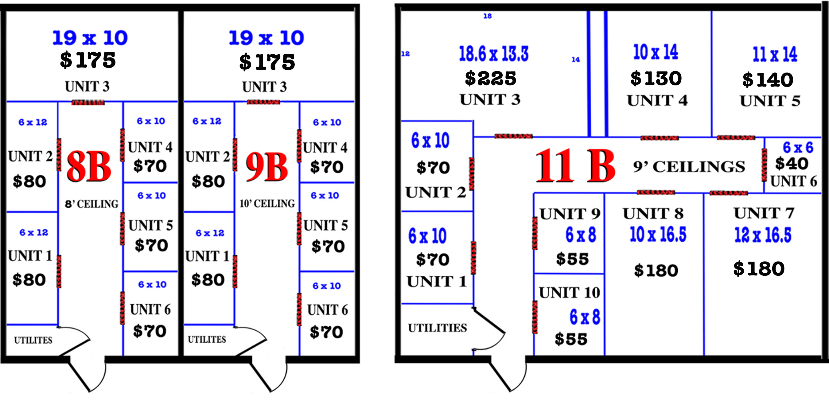 Updated Pricing/Sizes 8B, 9B, 11B