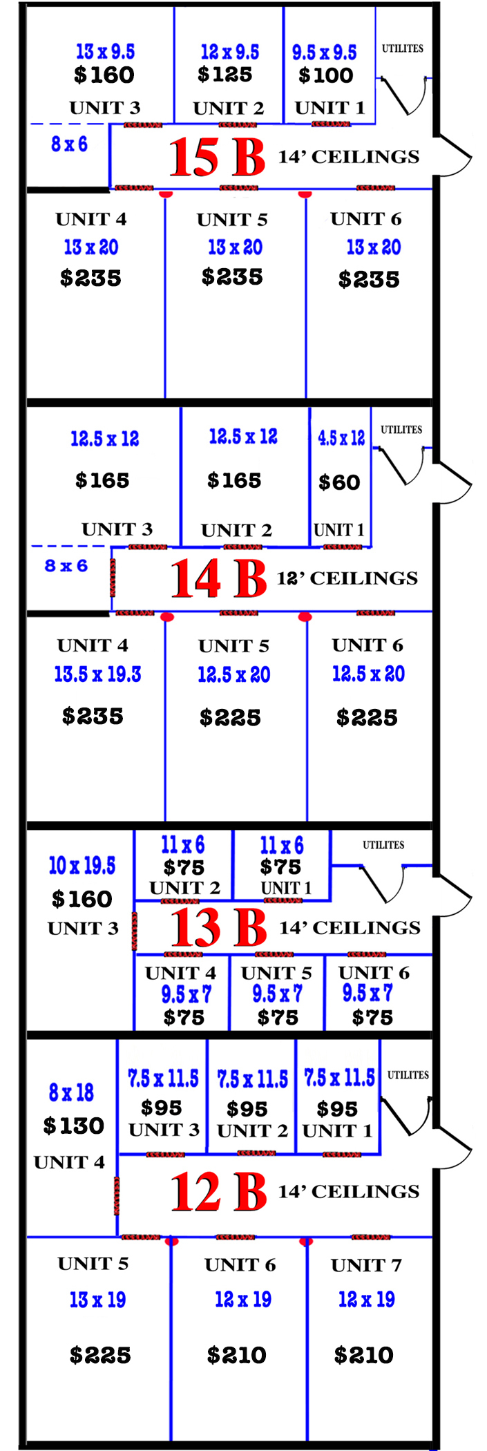 Updated Pricing/Sizes 12B, 13B, 14B, 15B