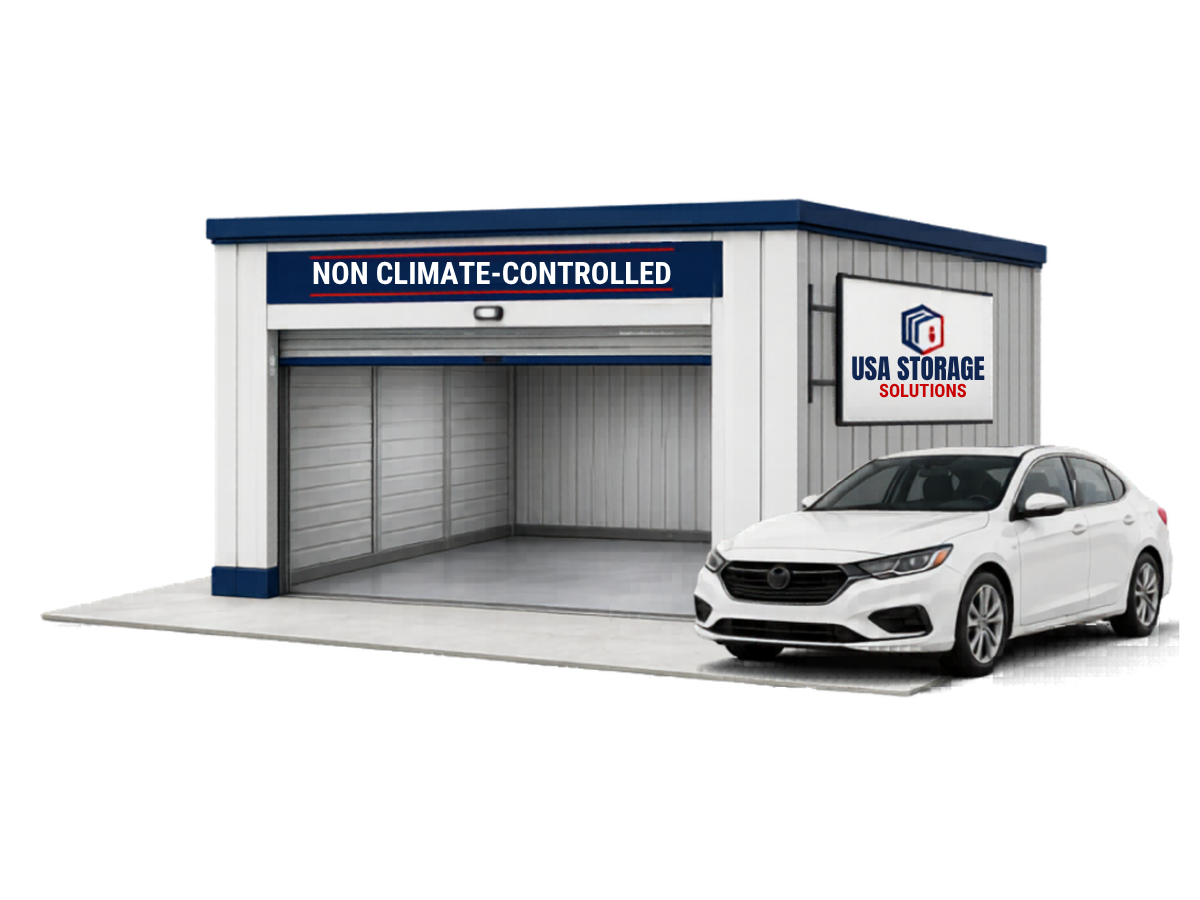 Drive up storage units at USA Storage Solutions.
