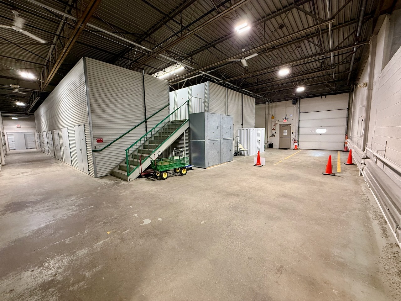 Indoor drive-in loading bay with free carts at Southbury Self Storage