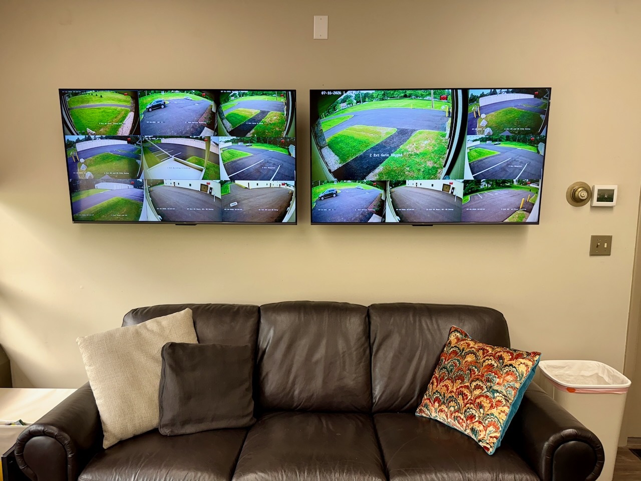Security camera monitoring station covering the property at Southbury Self Storage