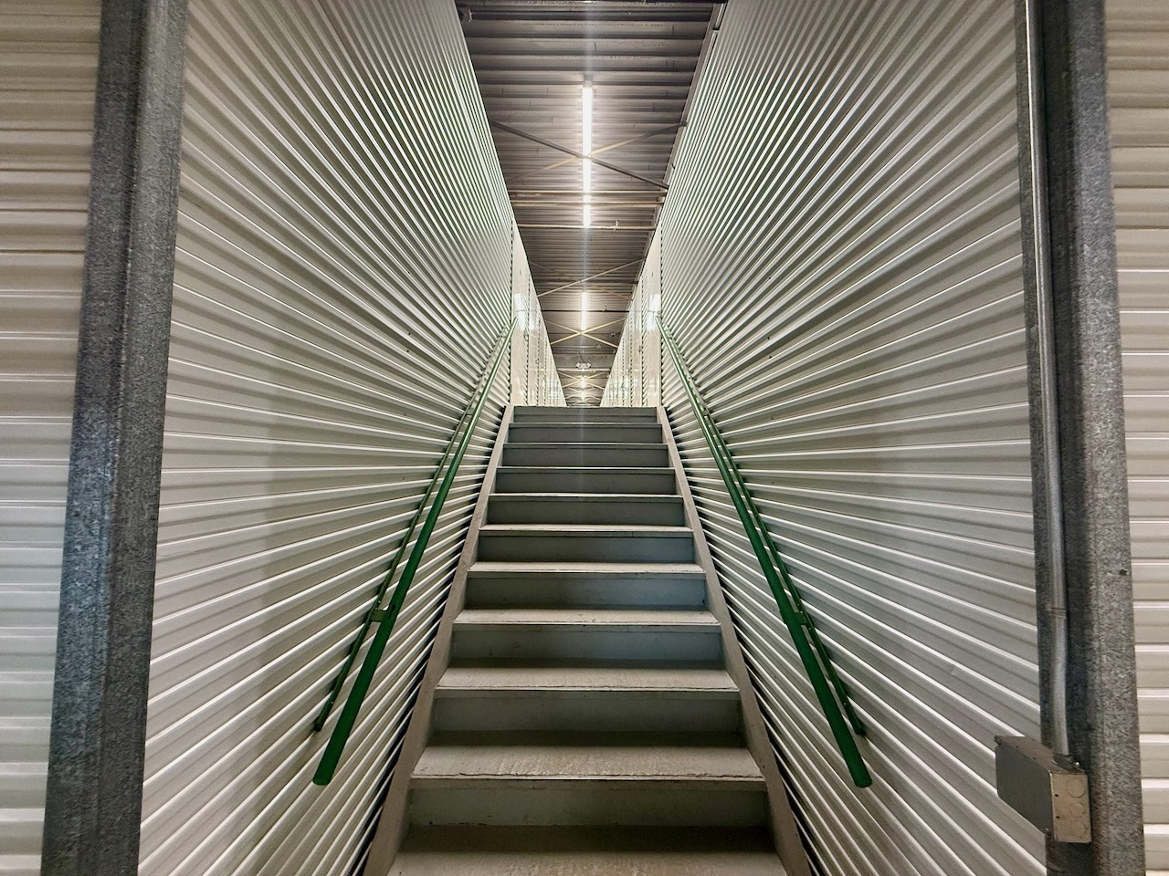 Staircase up to the second floor of indoor units at Southbury Self Storage