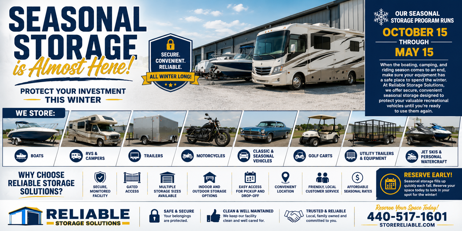 Seasonal Boat, RV & Vehicle Storage | Reliable Storage Solutions