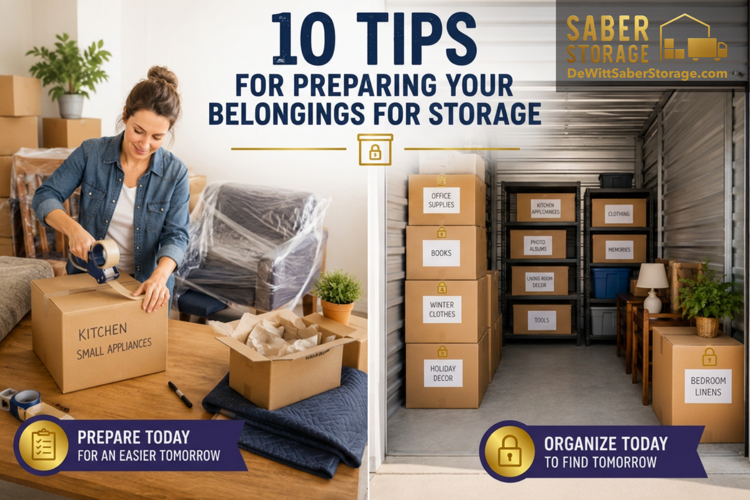 Tips for preparing and organizing belongings for self storage in DeWitt, Iowa. Tips for preparing and organizing belongings for self storage in DeWitt, Iowa.