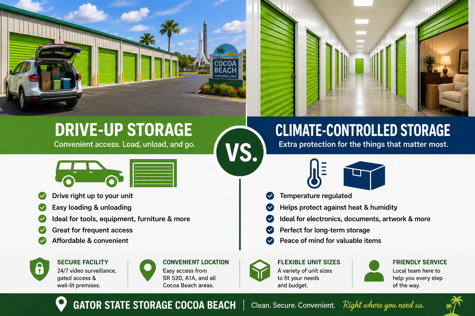 Cocoa Beach Climate controlled storage or drive up storage Cocoa Beach Climate controlled storage or drive up storage