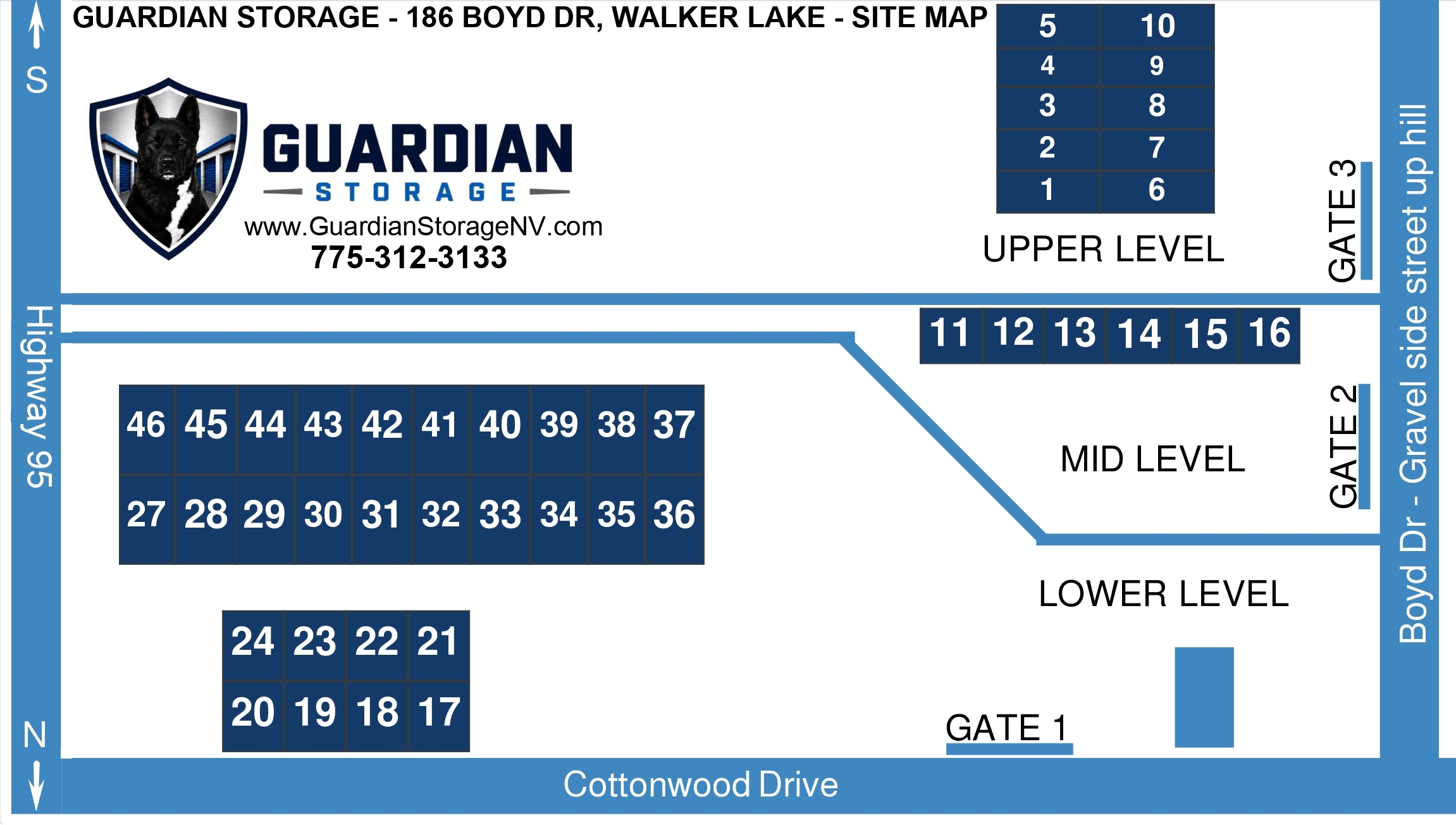 Guardian Storage Site Map