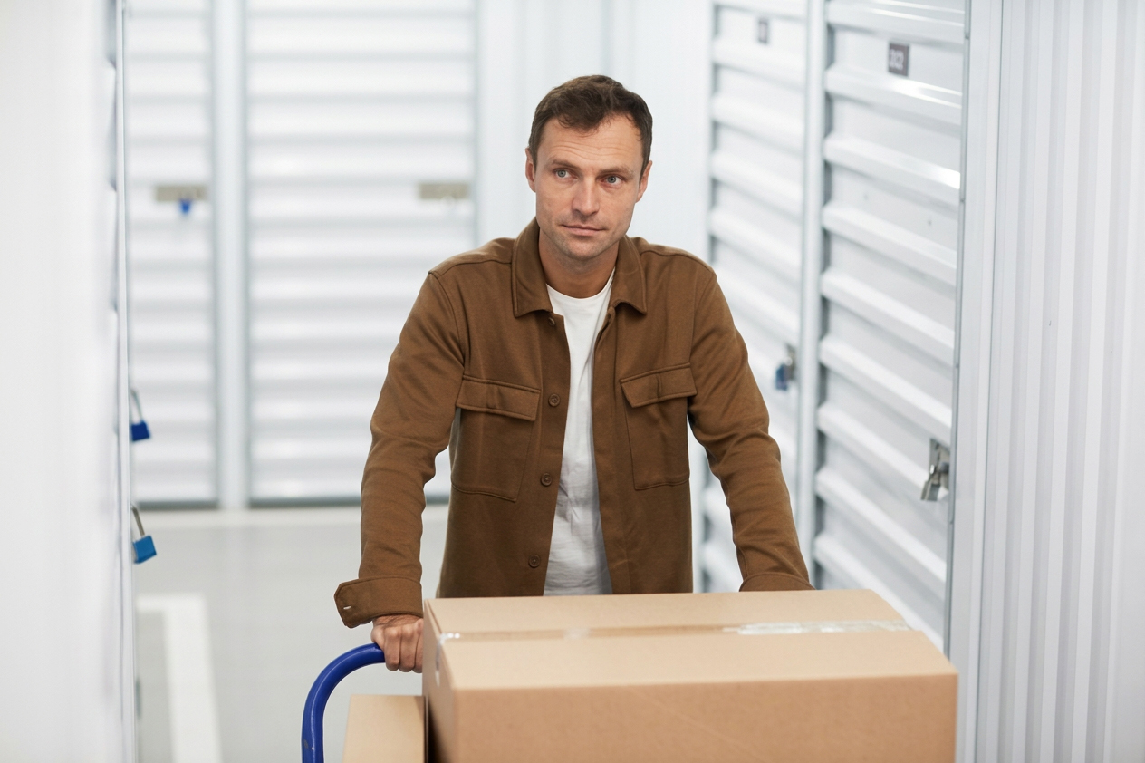 Moving into climate controlled storage unit with white doors in Rabun County GA Moving into climate controlled storage unit with white doors in Rabun County GA