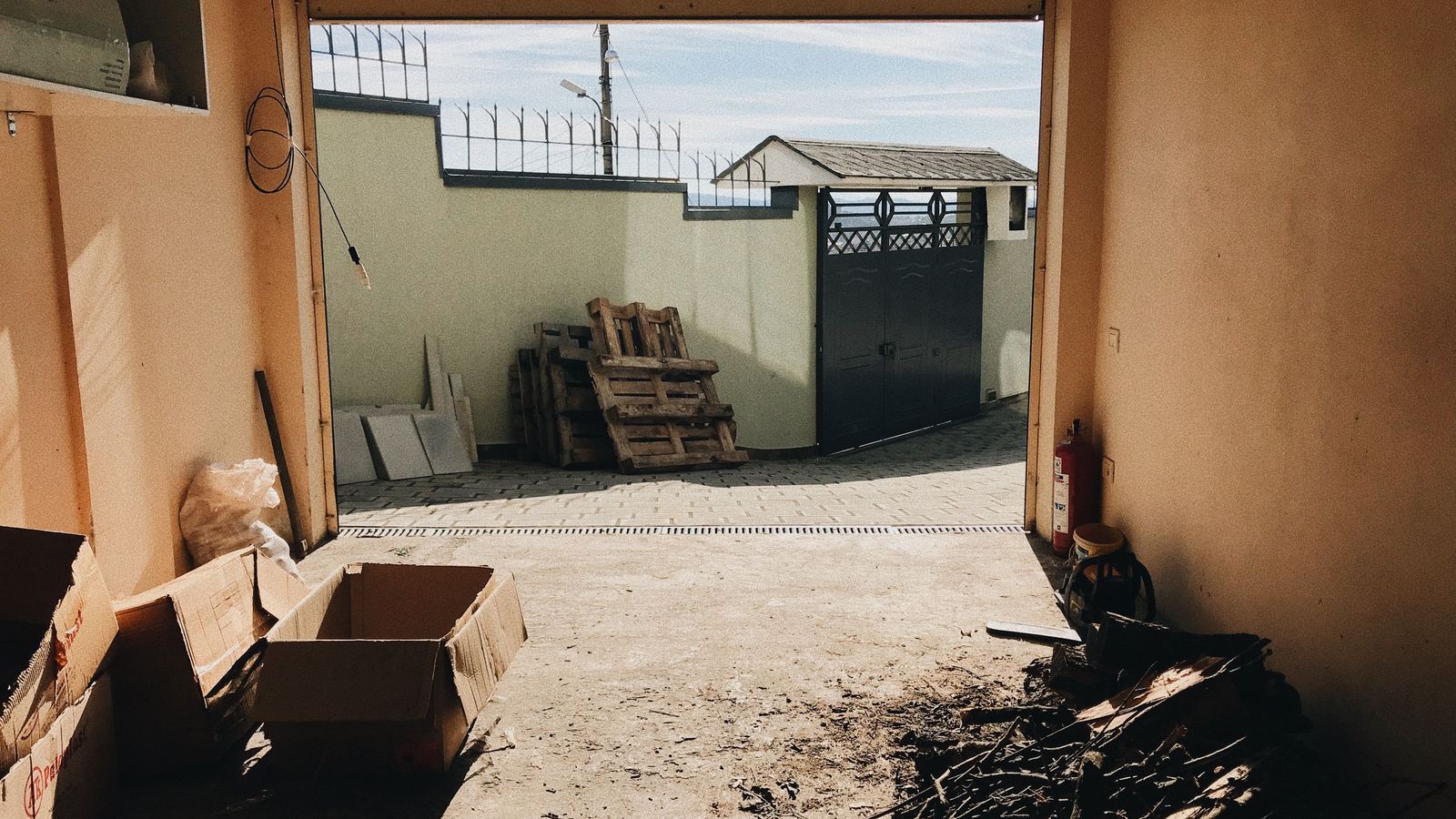 Boxes and household items being prepared for seasonal winter storage