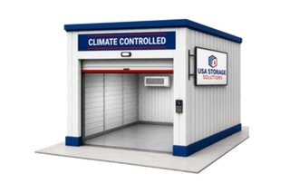 Climate-controlled storage units at a USA Storage Solutions facility