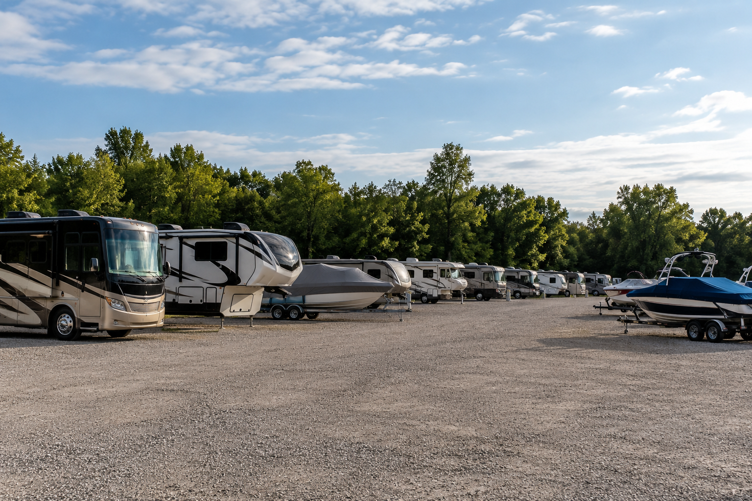 Outdoor RV and boat storage parking in West Michigan
