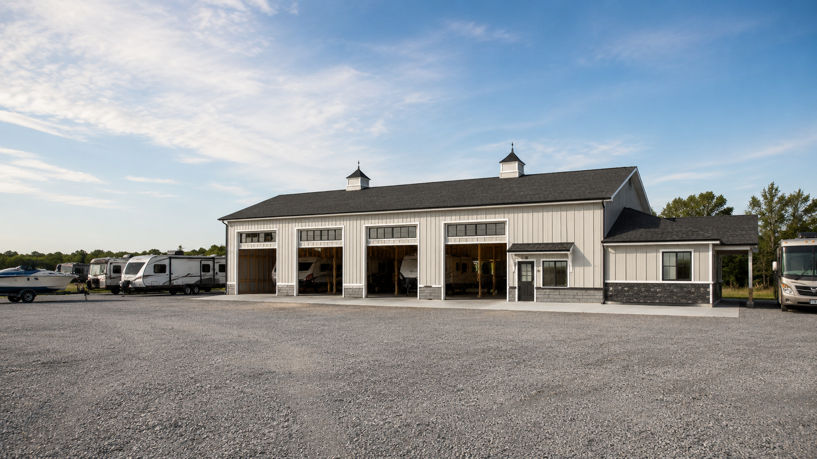 Conceptual rendering of the West MI RV Storage vehicle storage building in Zeeland, Michigan
