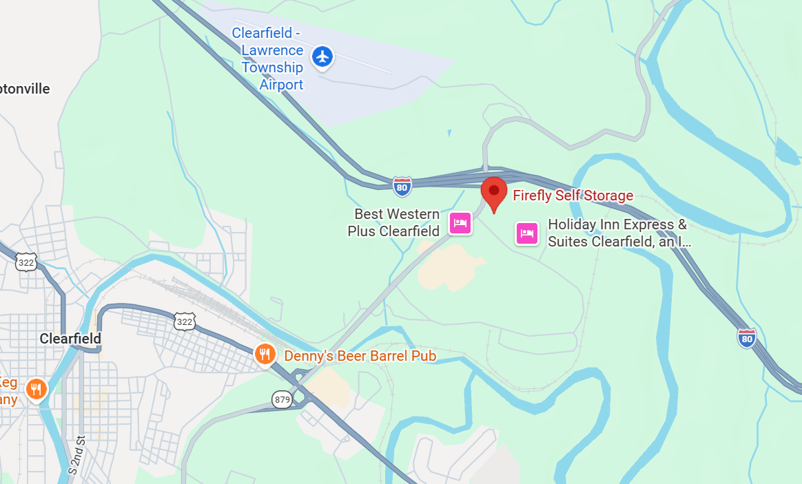 Map of Clearfield PA Firefly Self Storage Location