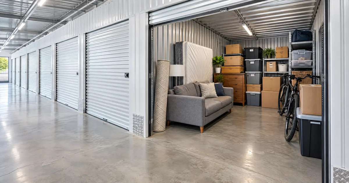a 5x10 storage unit containing household items a 5x10 storage unit containing household items