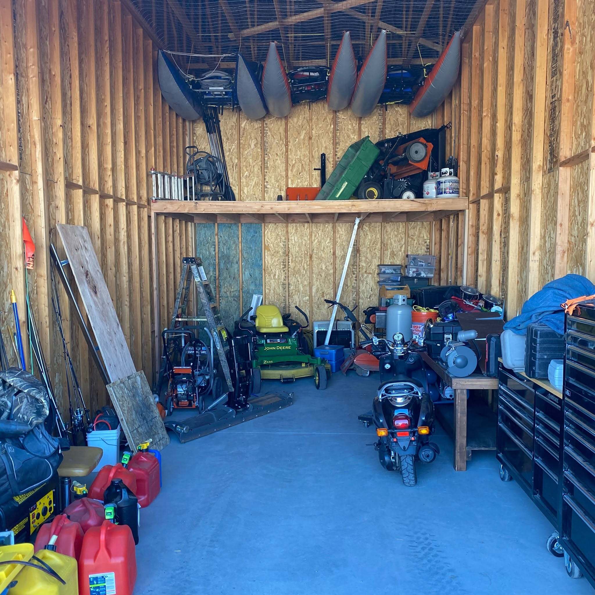 Household and garage items stored in an enclosed unit at Elite Storage in Rexburg, Idaho