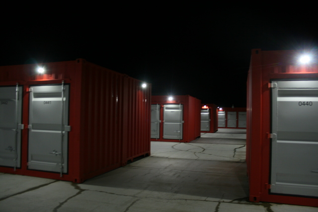 Our self-storage facility is fully illuminated at night.