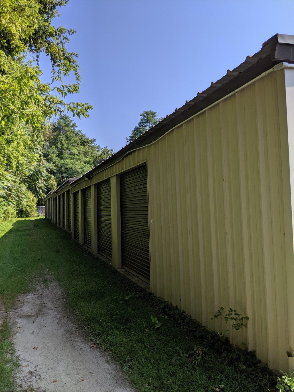 Up-Close View Of Back Of Storage Building